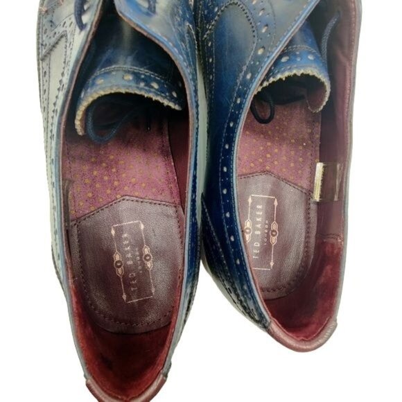 Ted Baker London Royal Blue Leather Wingtip Oxford Dress Shoes Size 45 US 12 main image 6